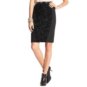 Ann Taylor Women's Black Animal Print Panel Pencil‎ Skirt Women's Size 4